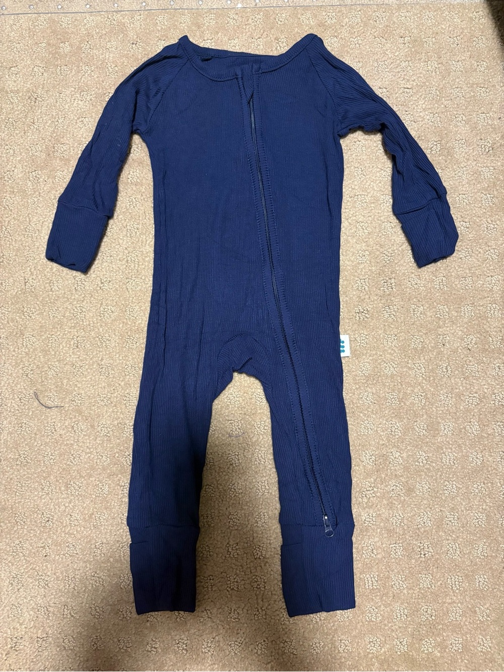 Navy Bamboo Ribbed Zipper One-Piece